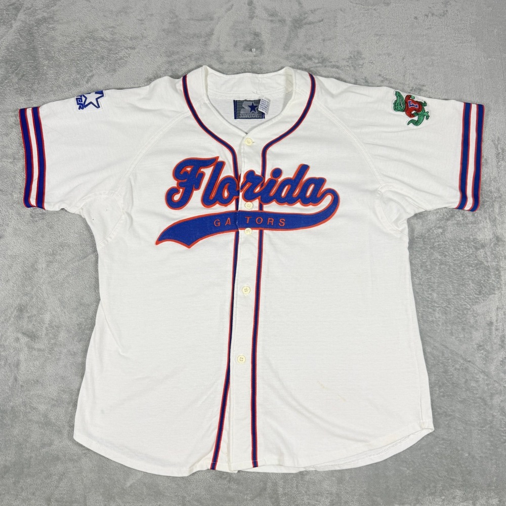 Vintage Starter Mens XL Florida Gators Baseball Jersey White